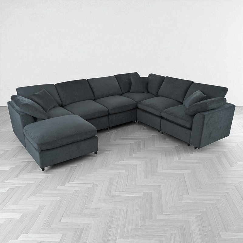 7 - Piece Upholstered Sectional, Gray