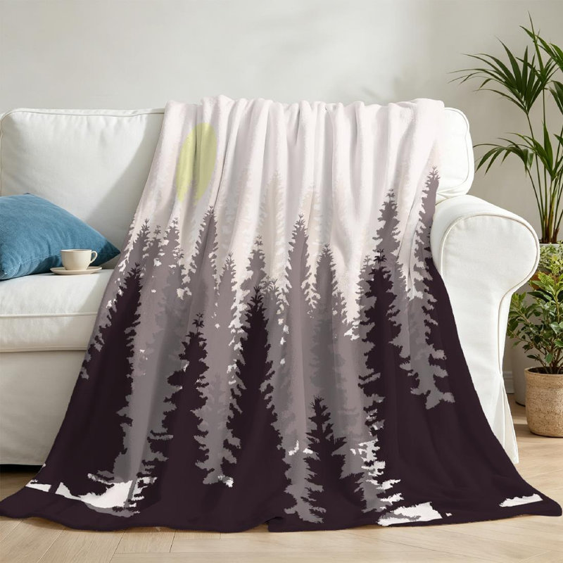 Jeté en molleton transparent ultra doux, imprimé pin simple forêt de pin, Throw 50" x 60"
