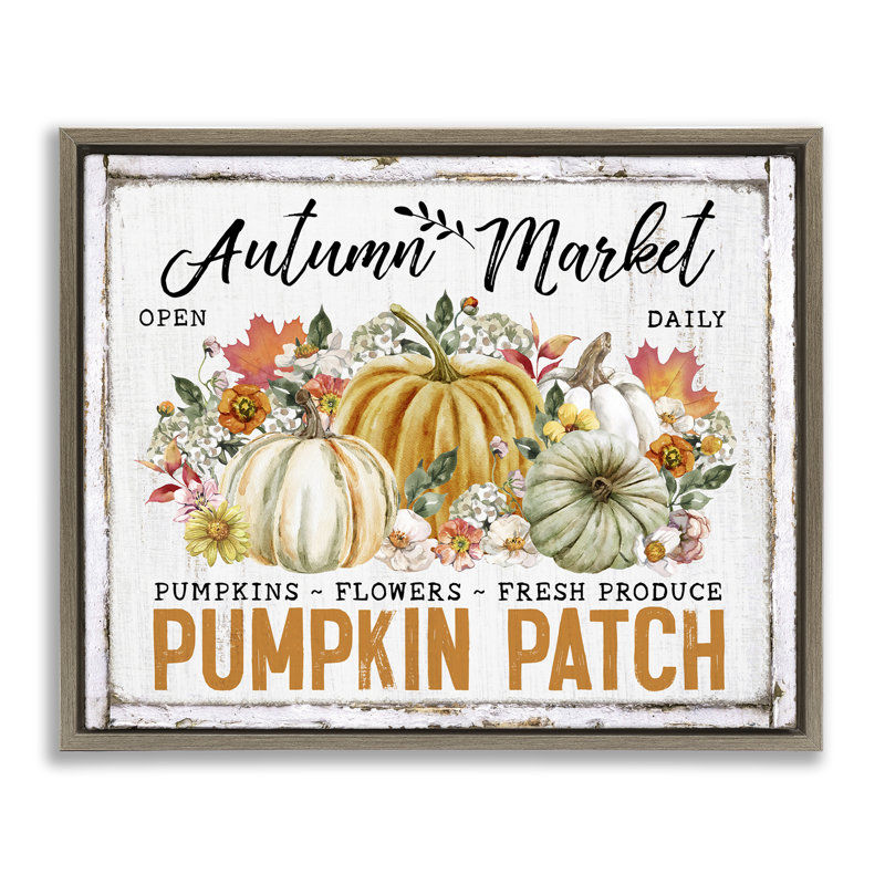 Art mural sur toile «Rustic Autumn Market» par Creatif Belle, H 25 po x l 31 po, Cadre flottant orme Montalcino
