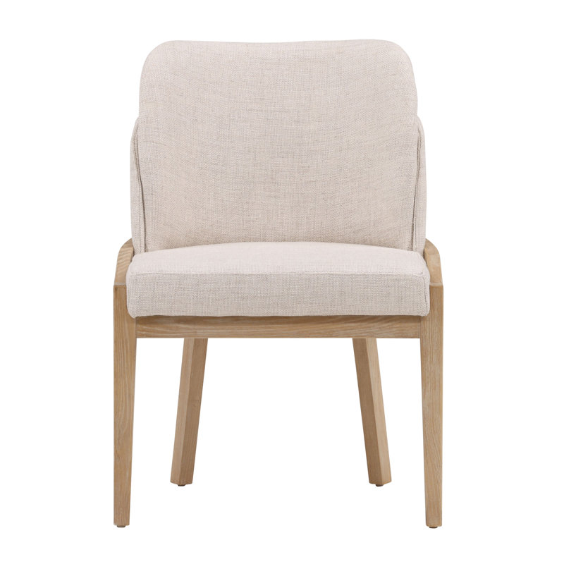 Jacquelyn Elm Upholstered Dining Chair, Off-white, White, Beige