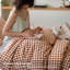 Ensemble de housse de couette en vichy 100% coton lavé, tissé à la main avec motif réversible teint en fil et artisanat double point, 3 pièces avec fermeture à glissière-125054724-133015084