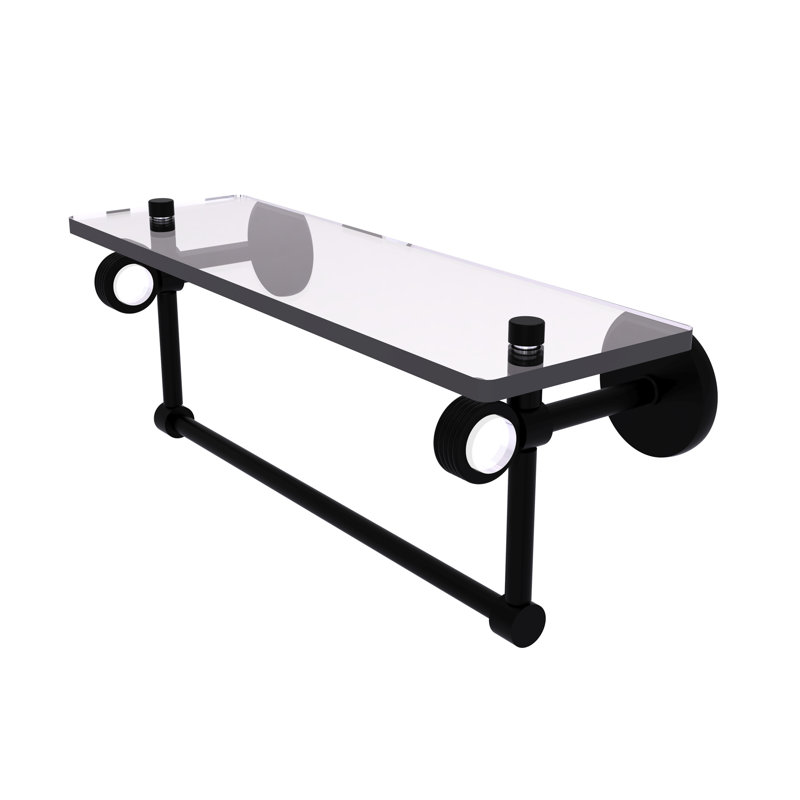 Tablette murale en verre Margolis, Noir mat, H 6,2 po x l 16 po x P 5,65 po