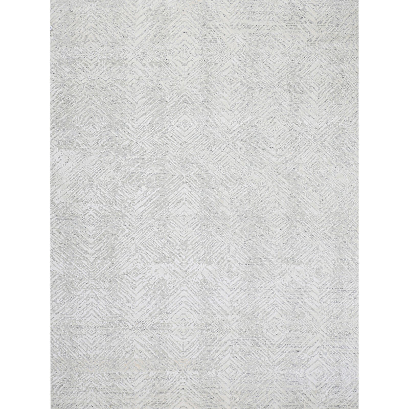 Geometric Area Rug in White/Gray, Rectangle 10' x 14'