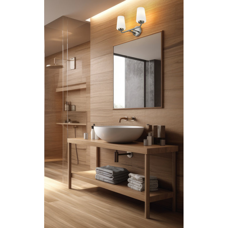 Coiffeuse Mathieson, H 9,5 po x l 16 po x P 6,5 po, Deux lumières, Nickel brossé