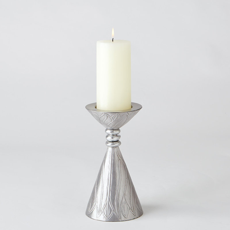 Candlestick, Nickel, 9.75" H x 5.25" W x 5.25" D