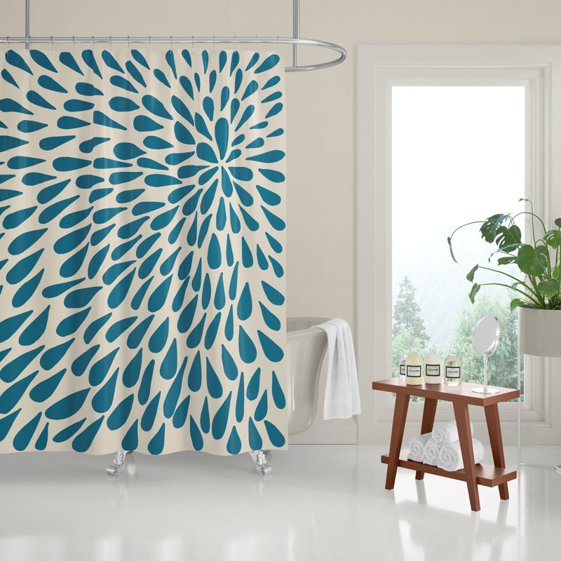 Rideau de douche, Turquoise, Beige