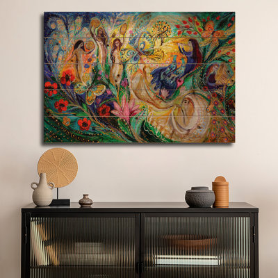 Reproduction d'art en bois sur bois - Louange à lui avec le tambourin et la danse par Elena Kotliarker