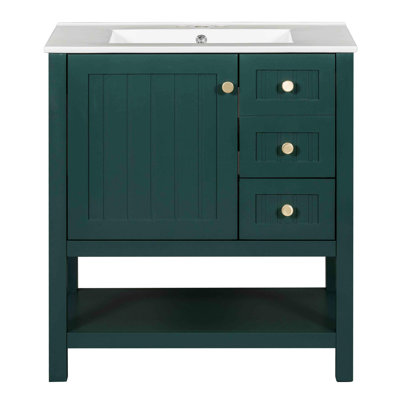 Meuble-lavabo de style transitionnel 30 po avec lavabo en céramique