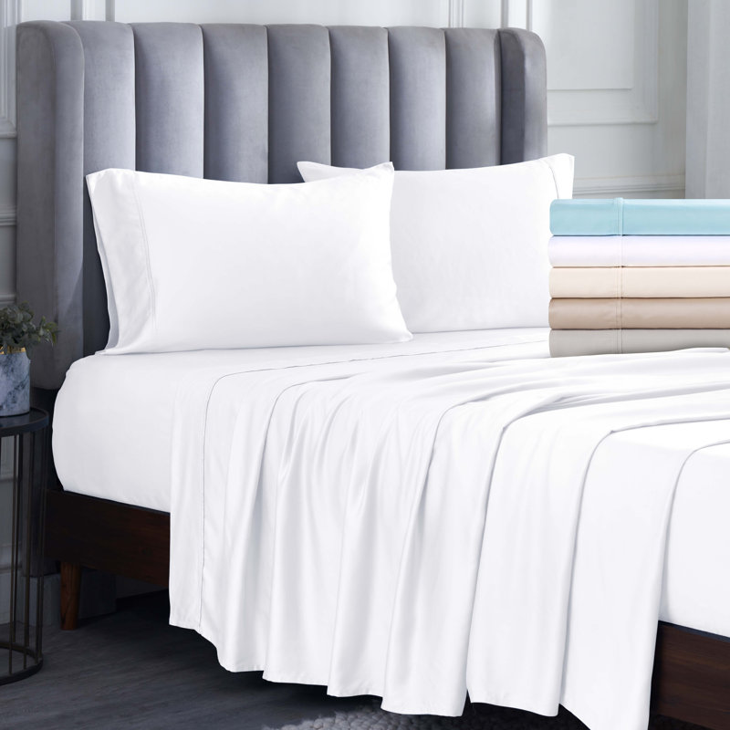 Modal From Beechwood 400 Thread Count Lightweight Cooling Solid Deep Pocket Bed Sheet Set, White