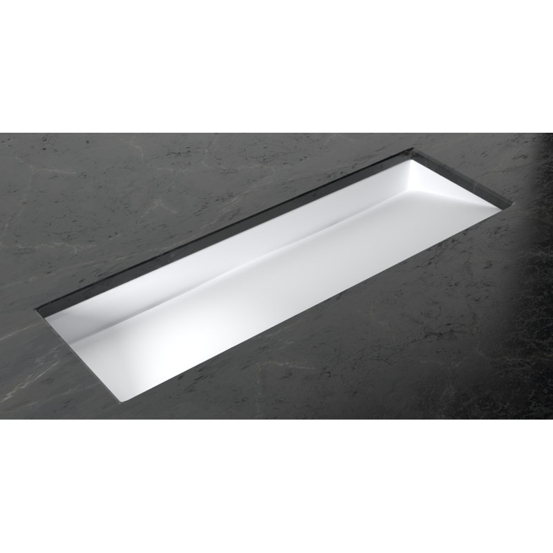 Badeloft 48.8" x 16.1" Rectangular Stone Resin Undermount Ramp Bathroom Sink UB-04-XL-M in Matte White, Matte White