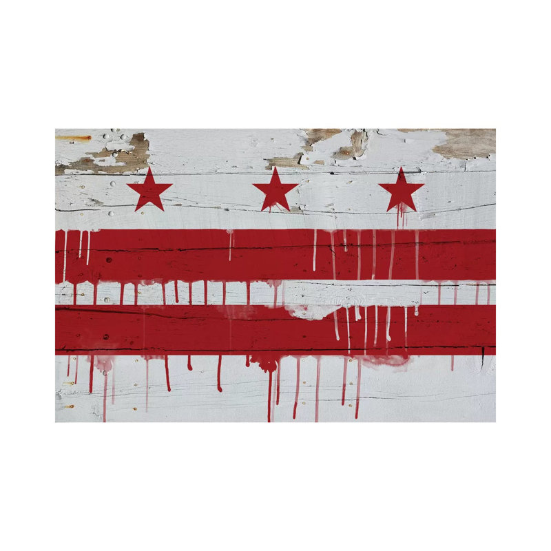 Washington, D.C. Paint Drip City Flag On Wood Planks - Wrapped Canvas Painting, 20.32 cm H x 30.48 cm W