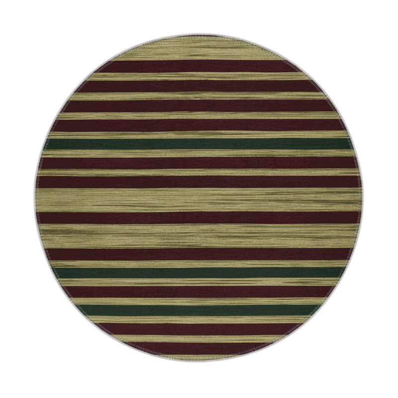 Tapis intérieur / extérieur brun HorizontalStripes, Rond 5 pi