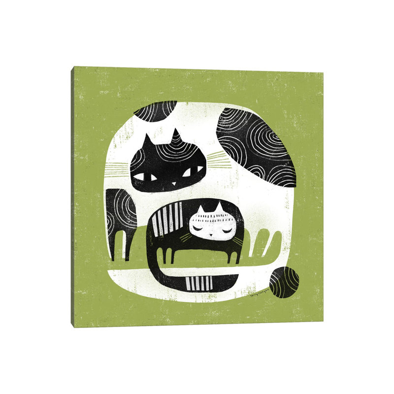«Cuddle Cats» par Terry Runyan - impression, Toile tendue, Pas de tapis, H 48 po x l 48 po x 1,5 po