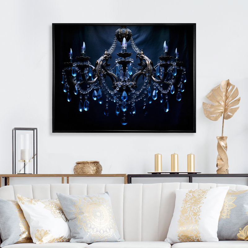 «Chandelier Midnight Luminescence» sur toile, H 30 po x l 40 po x P 1,5 po, Toile tendue