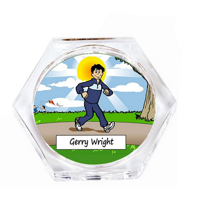 Personalized Jogger - Ensemble de cadeau pour sous-verre à boisson (4 sous-verres), Oui