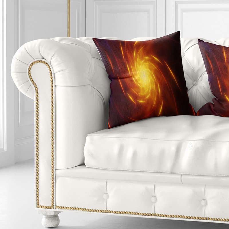 Coussin Whiller Fractal Spirals - Abstract, 16 po x 1 po, Jaune, Coussin décoratif
