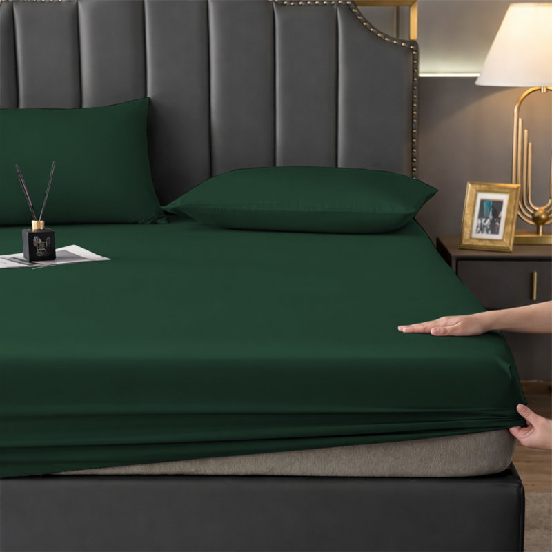 Aspire Homeware Premium 25cm Deep Fitted Sheet for Stylish and Comfortable Bedding, Single (3'), Emerald