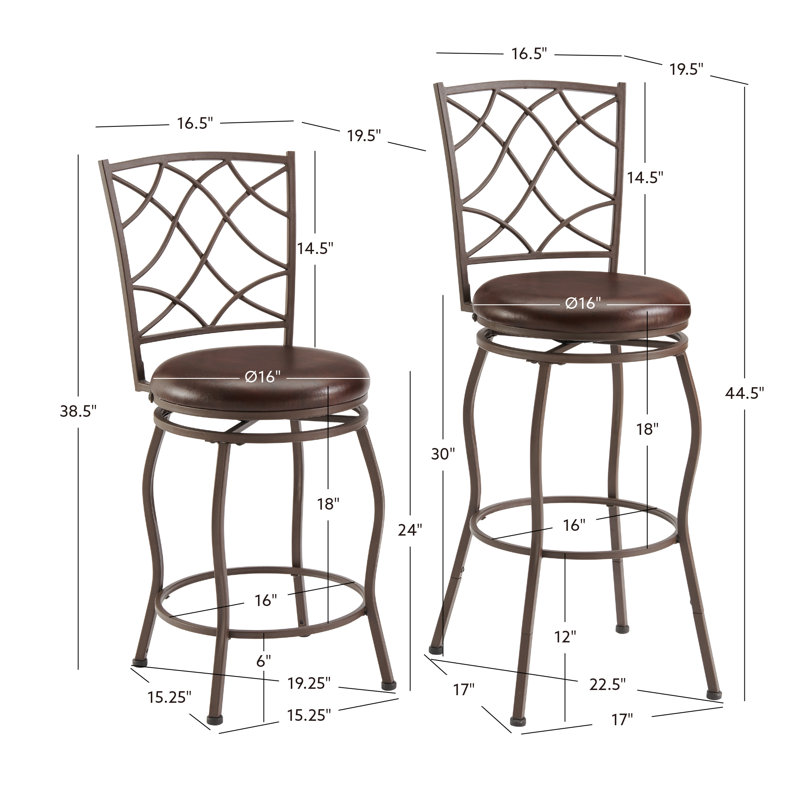 Norcatur Swivel Upholstered Adjustable Height Counter Stool with Metal Frame, Brown