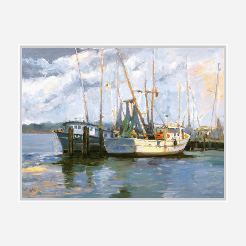 Mayport Shrimp Boats By John Beard - Artist Enhanced Canvas Print Print by John Beard, 20" H x 24" W x 1.75" D