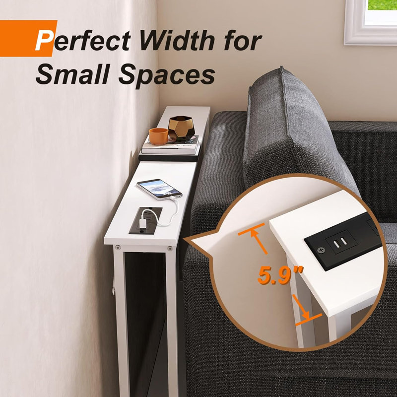 Sofa Table with Outlet and USB Port, 48" Console Behind Couch Table with Steel Frame,Grey