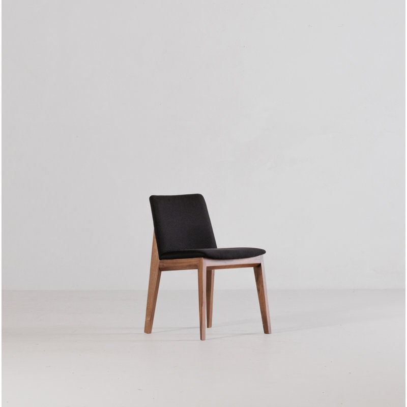 Side Chair in Grey, Black Canvas, Brown