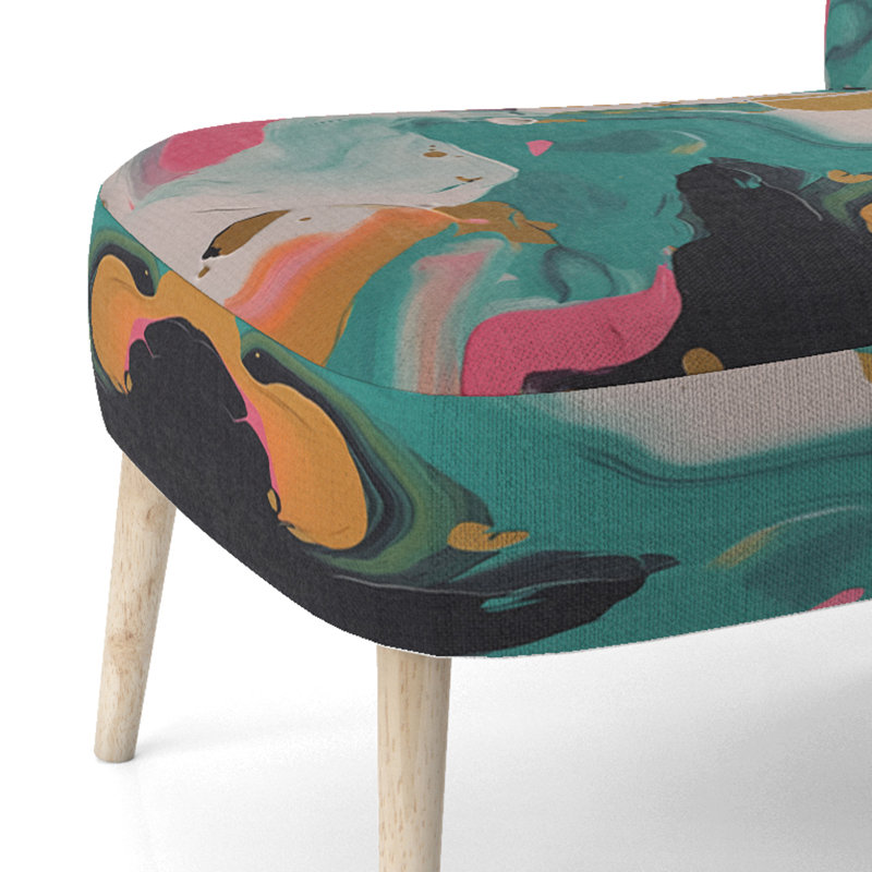 Chaise d'appoint contemporaine rembourrée turquoise et rose Serenity II