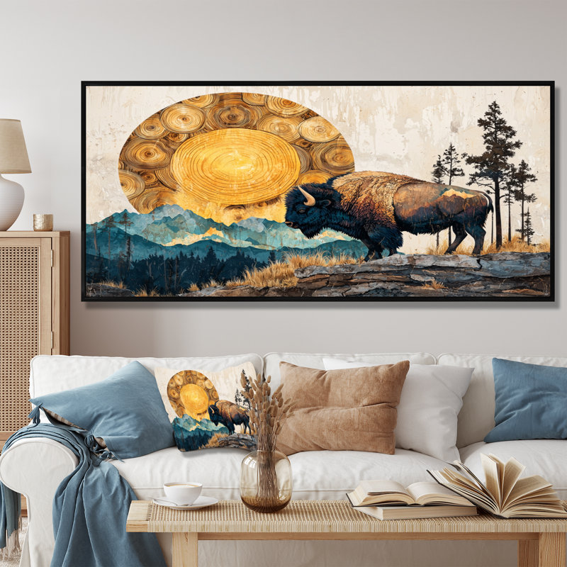 Genelda - Animals Large Wall Art, H 28 po x l 60 po, Cadre flottant, Noir