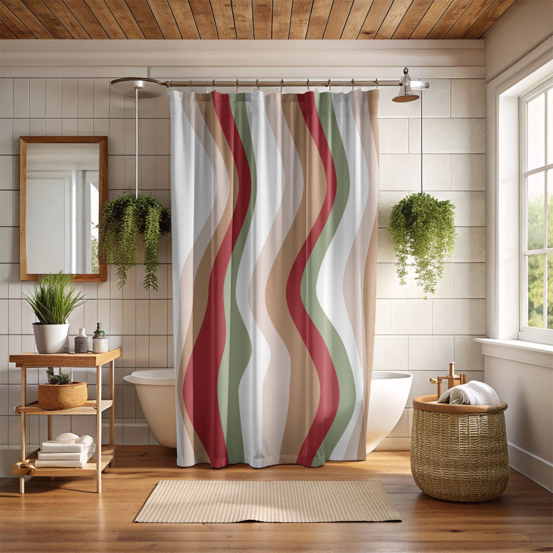 Rideau de douche Xmas Retro, H 74 po x l 71 po