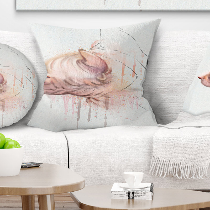 Coussin lombaire à motif d'aquarelle, 18 po x 18 po, Carré
