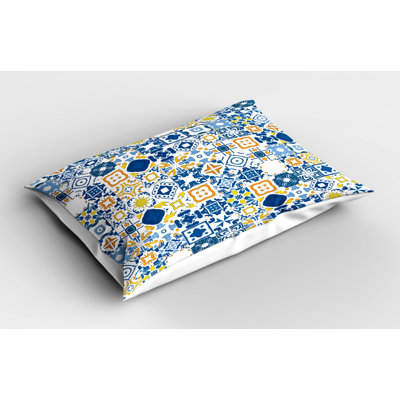 Blue/Orange Polyester Microfiber Piece Sham