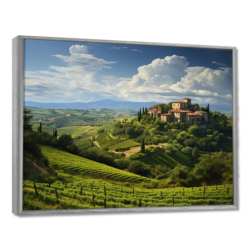 Italie, tranquillité toscane, Italie, art mural, H 24 po x l 32 po x P 1 po, Encadrement argenté