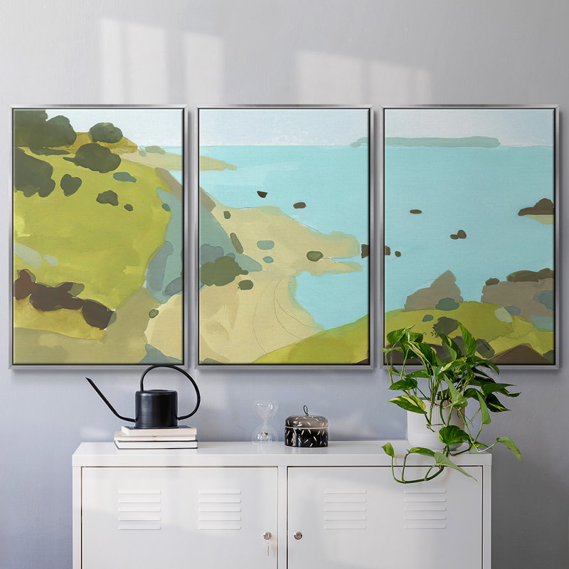 Coastal Inlet I 3 pièces, H 24 po x l 48 po x P 2 po, Argent