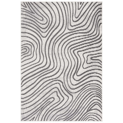 Madee Temple Bcf/Jute/Latex/Overlock Abstract Rug in Beige/Black