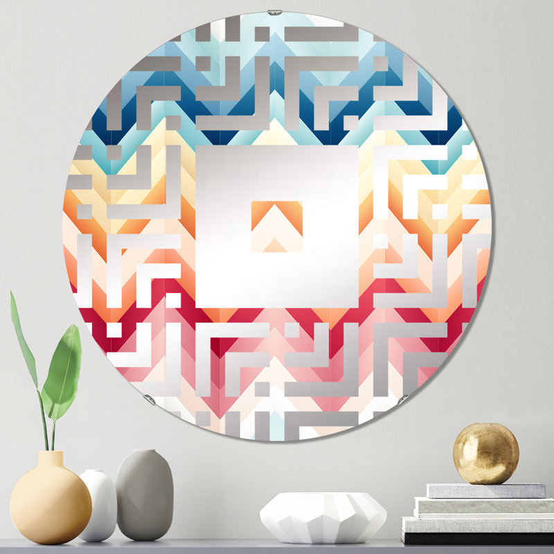 Miroir mural rétro à motif de chevrons Mid-Century, 23,6 po x 23,6 po