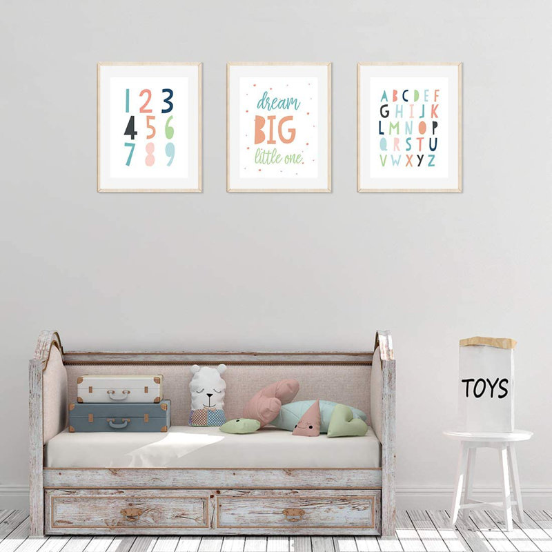 «Deahl Minimalist Alphabet Numéros Dream Big», ensemble de 3 impressions sur papier