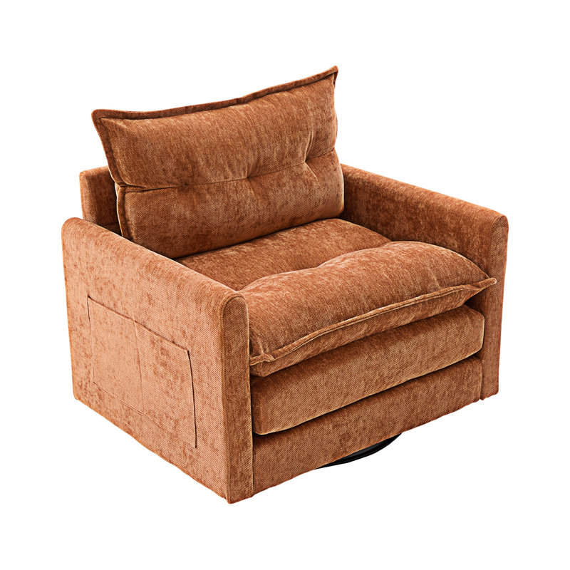 Swivel Barrel Chair Single Sofa, Brown