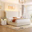 Ensemble de chambre à coucher 3 pièces, lit en velours côtelé à DEL à profil haut + 2 tables de chevet avec DEL et station de charge-1749122998-1808349035