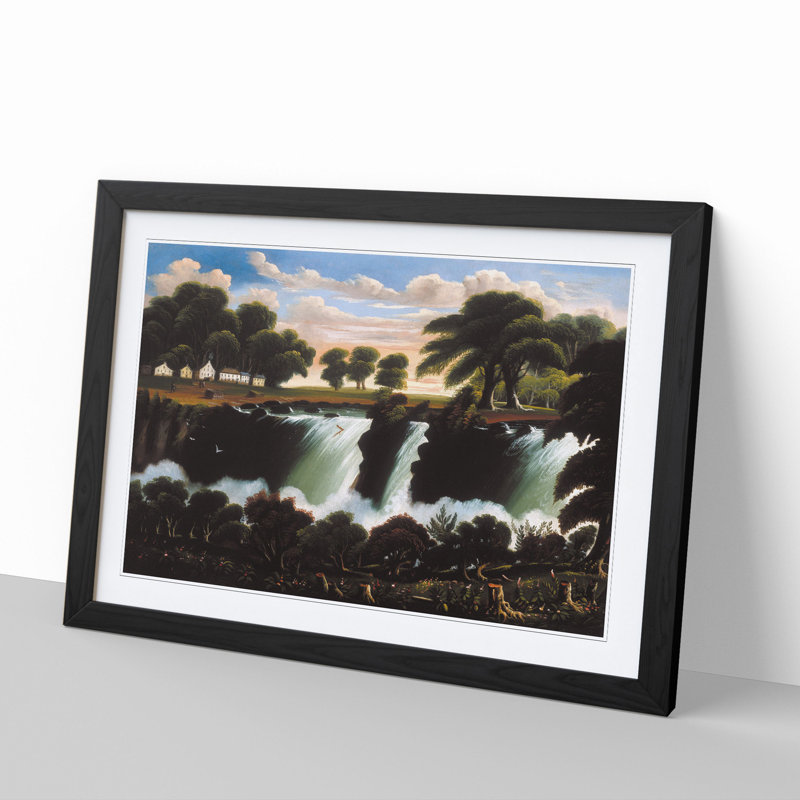 Genesee Falls in Rochester by Thomas Chambers - Framed Print, 36cm H x 48cm W x 2cm D, Black Framed