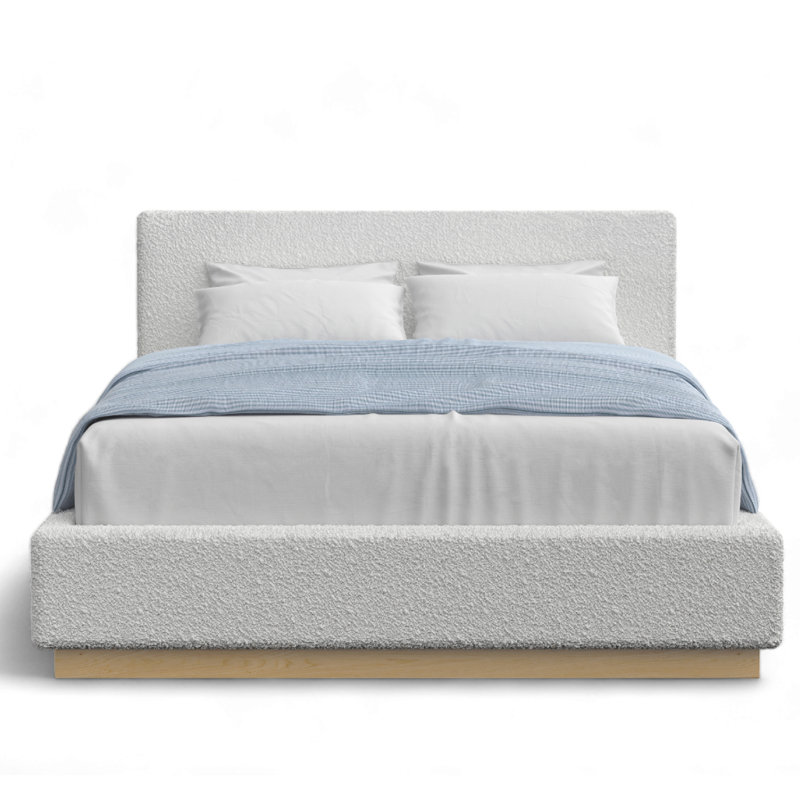 Structure de lit tapissier Drago Boucle, Crème Boucle, Grand