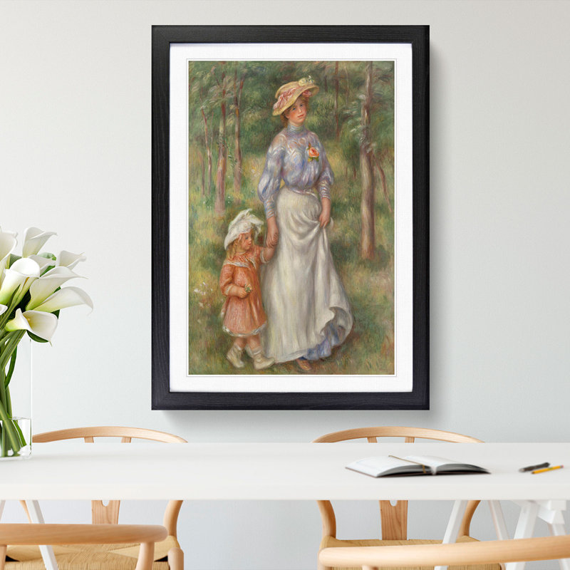 Promenade by Pierre-Auguste Renoir - Single Picture Frame Print on Wood, Black Framed, 48cm H x 36cm W x 2cm D