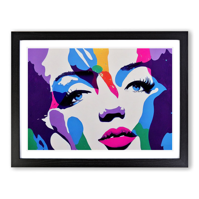 Pop Woman - Single Picture Frame Print, 46cm H x 64cm W x 2cm D, Black