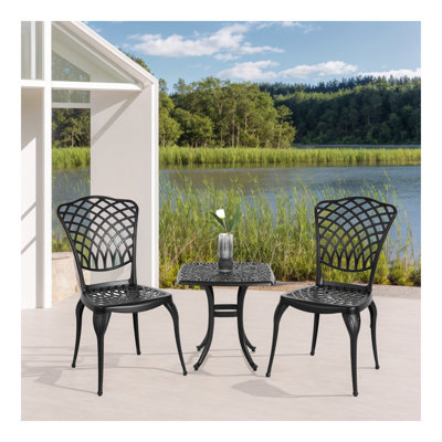 Bistro Set 3 Piece Rustproof Cast Aluminum Patio Furniture Sets 2 Chairs and 1 Round Table Outdoor, Garden, Patio, Balcony