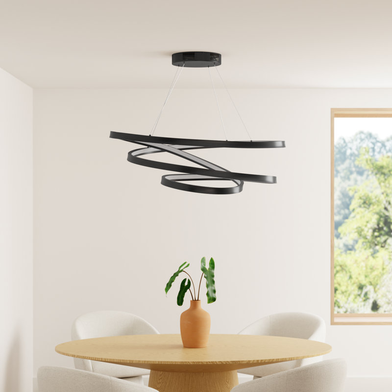 Yasmine Dimmable LED Geometric Chandelier, Black