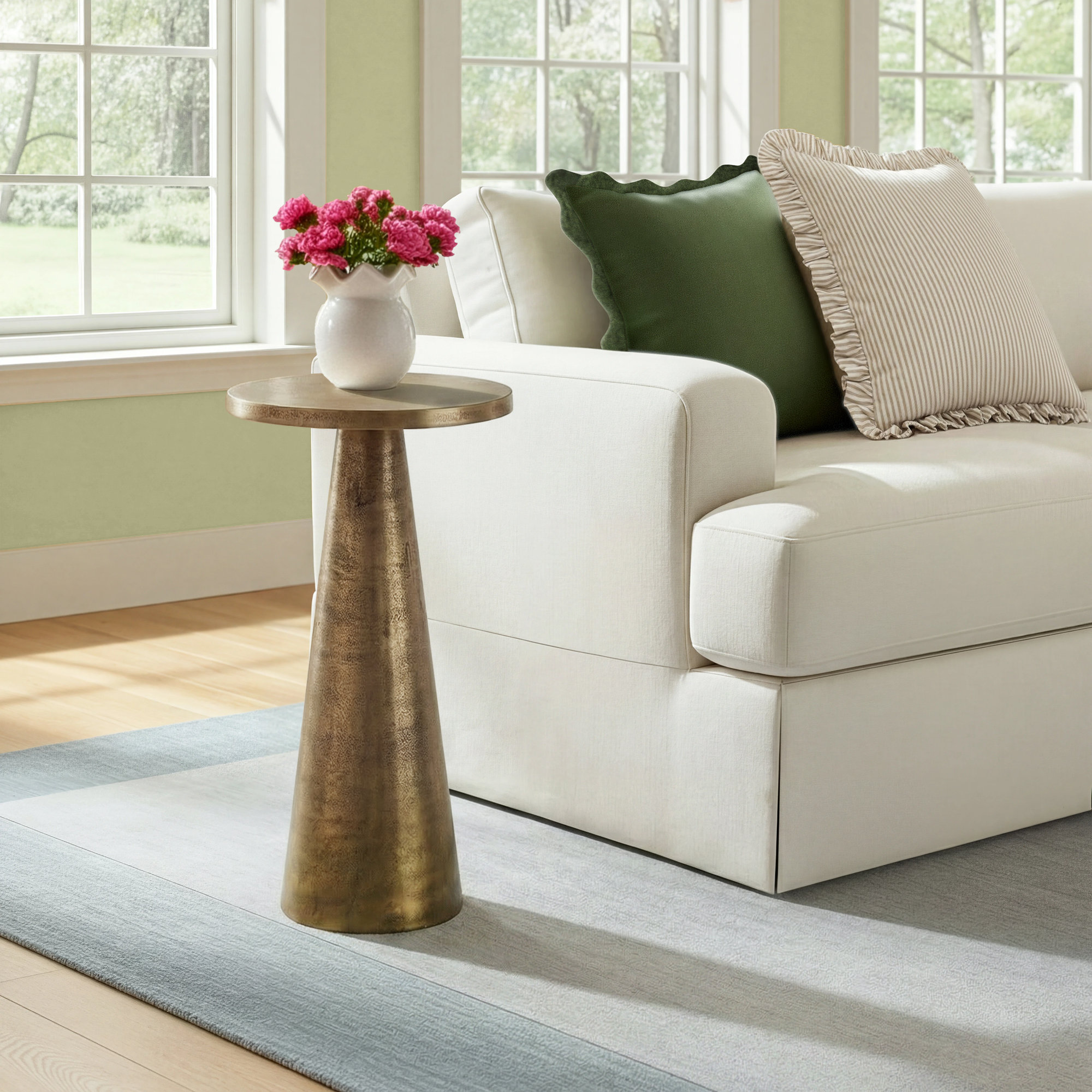 Toriane End Table, Antique Brass