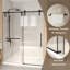 Porte de baignoire coulissante sans cadre avec verre trempé transparent et acier inoxydable, noir mat, 50-54 /-124898964