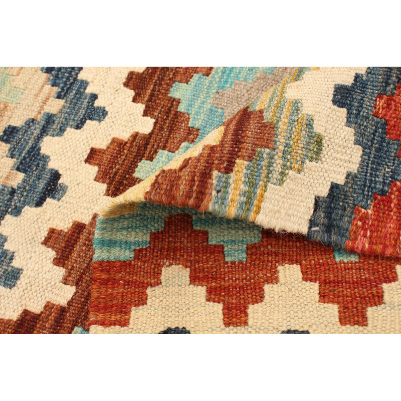 Tapis crème en laine tissé à plat rectangulaire à la main 6 pi 7 po x 9 pi 8 po Allem