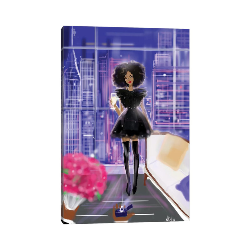 Roses and Diamond 1 Piece Wall Art on Canvas, 66.04 cm H x 45.72 cm W x 1.91 cm D, Wrapped Canvas