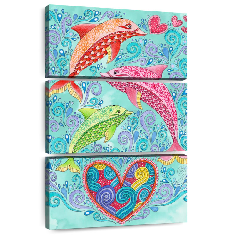 Brampt, dauphins tropicaux paradis, H 74 po x l 48 po