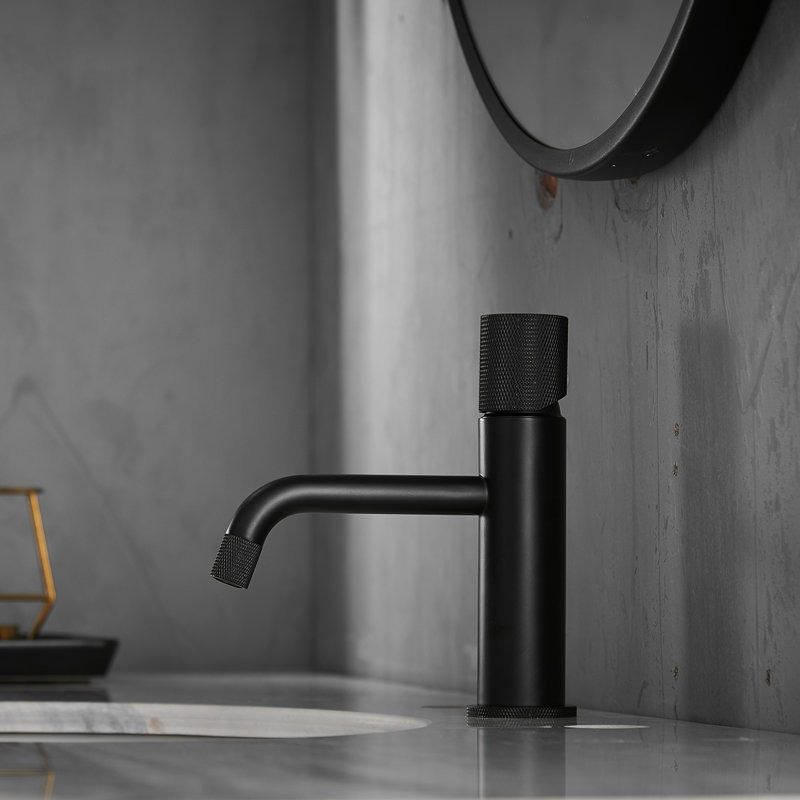 Modern Bathroom Basin Faucet - Black With Brass Construction And Ceramic Cartridge For Longevity In Bathrooms Classic Matte Hot Cold Water Supply Lines