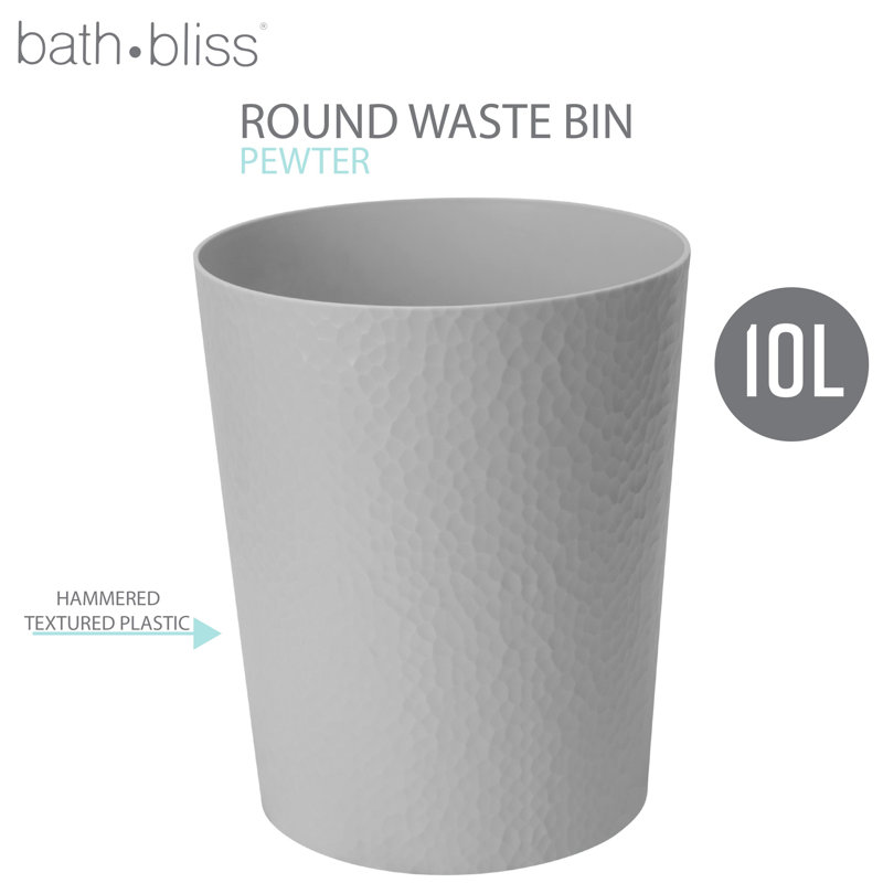 White Hammered Textured Plastic Waste Basket Set of 4